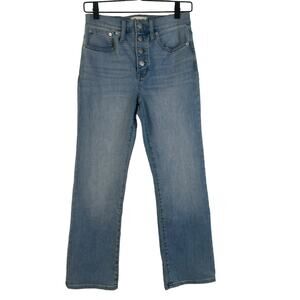 Madewell Womens Cali Demi-Boot Jeans Light Wash Buttonfly Stretch M4235 25